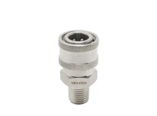 Veloci stainless steel coupler, 1/4 inch MPT