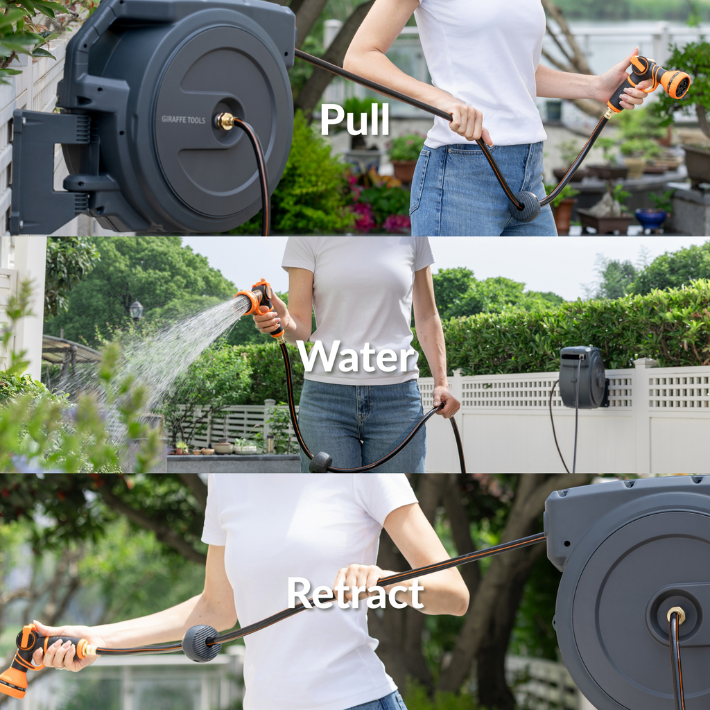 Retractable Garden Hose Reel 65ft-155ft