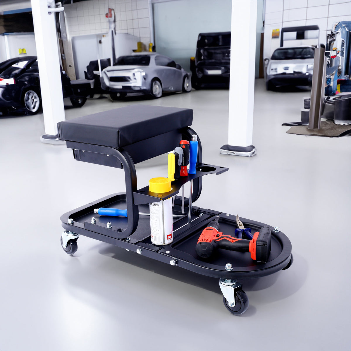 Ultimate rolling multifunctional detail cart, black