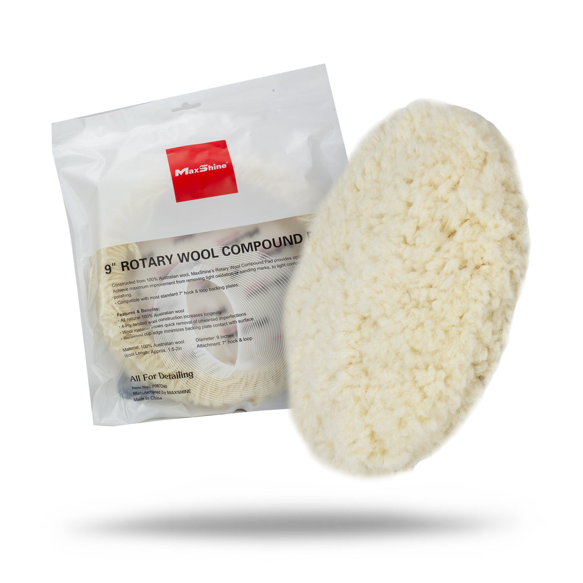 Maxshine 9 inch rotary wool buffing pads
