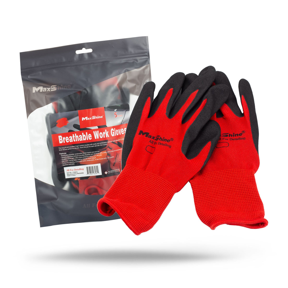 Maxshine breathable work gloves, 5 pack